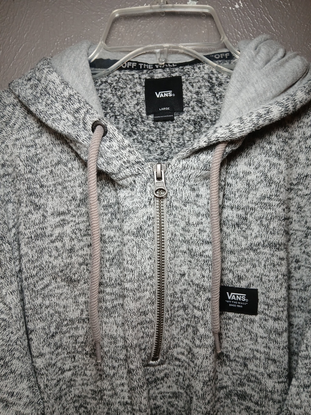 Vans Men's Heather Gray Zip Hoodie-Large